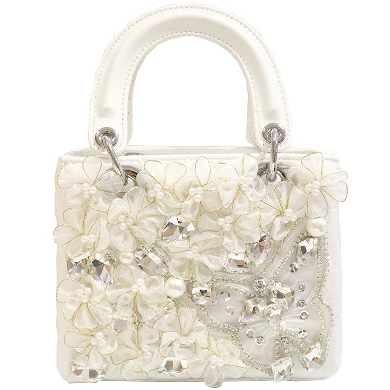 

Handmade Luxury Handbag 2019 New Quality PU Leather Women's Designer Handbag Lace Flower Diamond Tote bag Shoulder Messenger Bag
