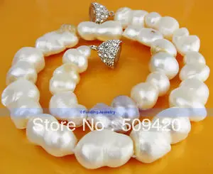 

FREE SHIPPING>>@> HOT >>Genuine HUGE 18-24mm Natural Baroque Pearl Necklace 17