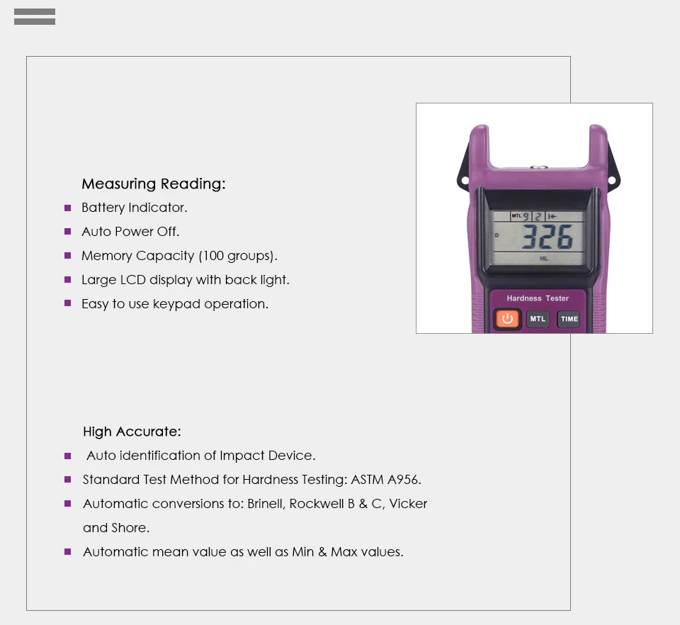 Nicetymeter HT-1800, портативный тестер твердости Leeb, алмазный селектор, Золотой Тестер, тестер твердости, HT1800