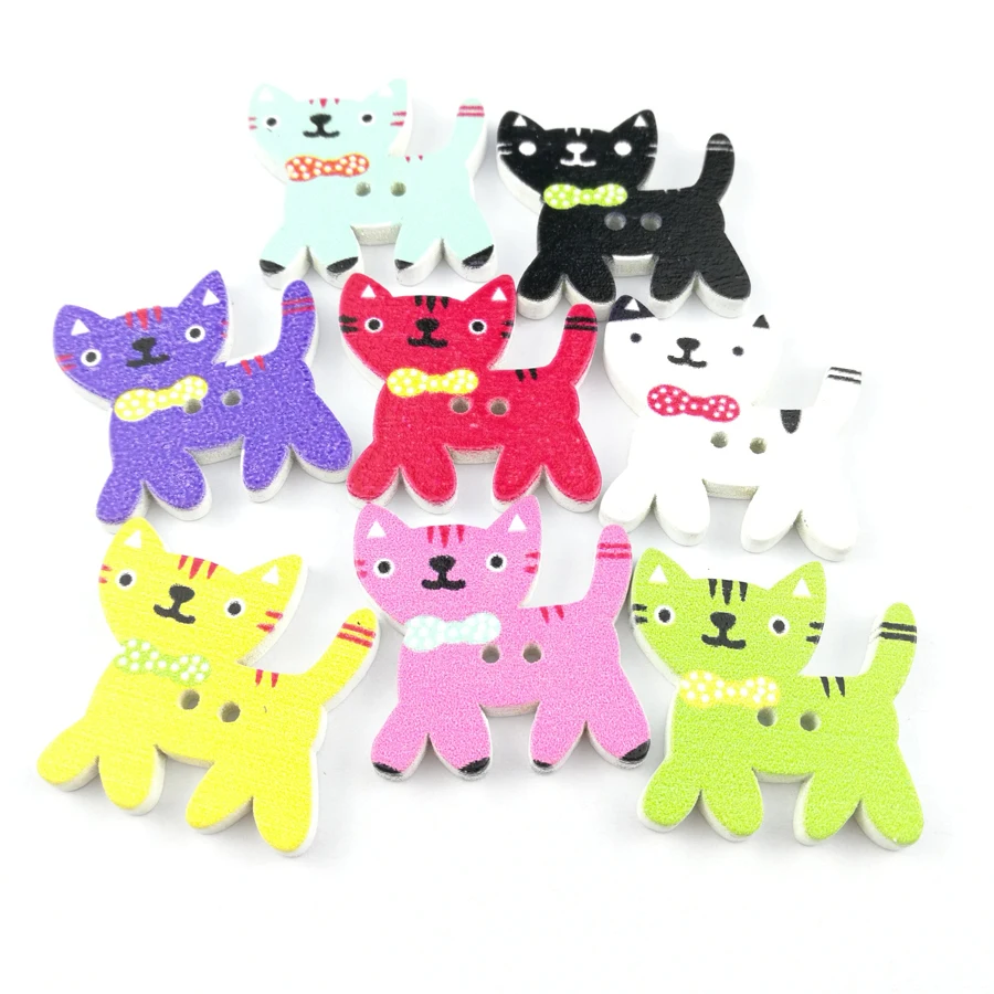 

20Pcs Mixed Wooden Buttons Cat Fashion Fancy Bulk Sewing Accessories Decorative Buttons Handmade Scrapbooking Craft DIY
