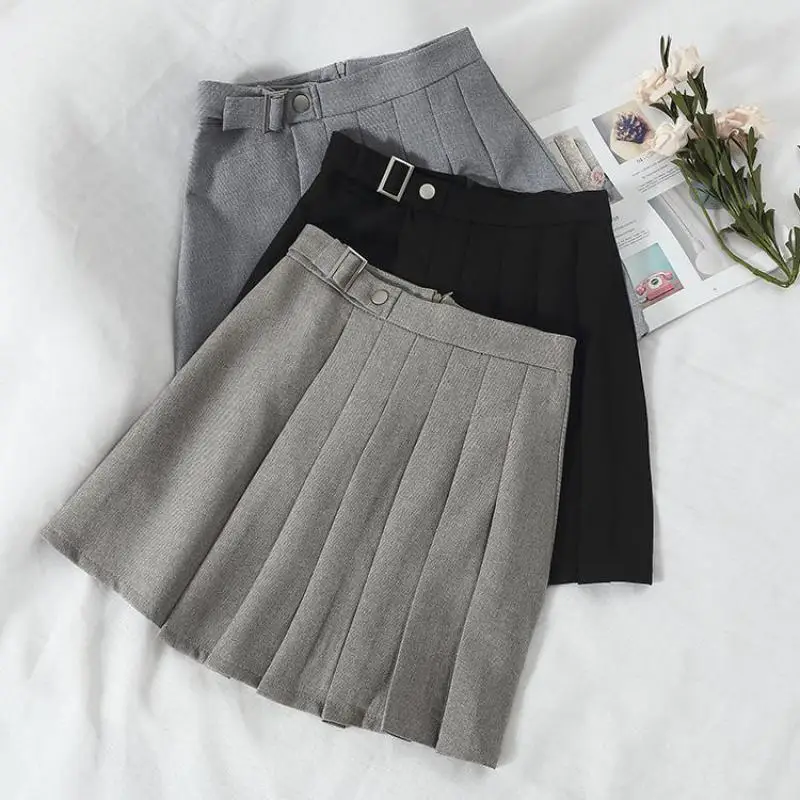 Весна-осень милые женские Preepy Стиль женские, с высокой талией плиссированные мини-юбка, осень, для женщин женские Повседневное тонкий пояс юбки