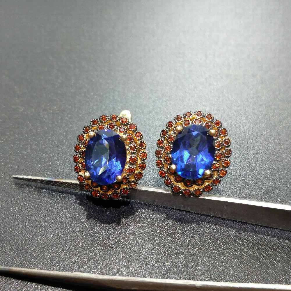 

2018, New Clasp earring with mystic tanzanite color topaz in 925 sterling silver jewelry,natural gemstone earrings for lady