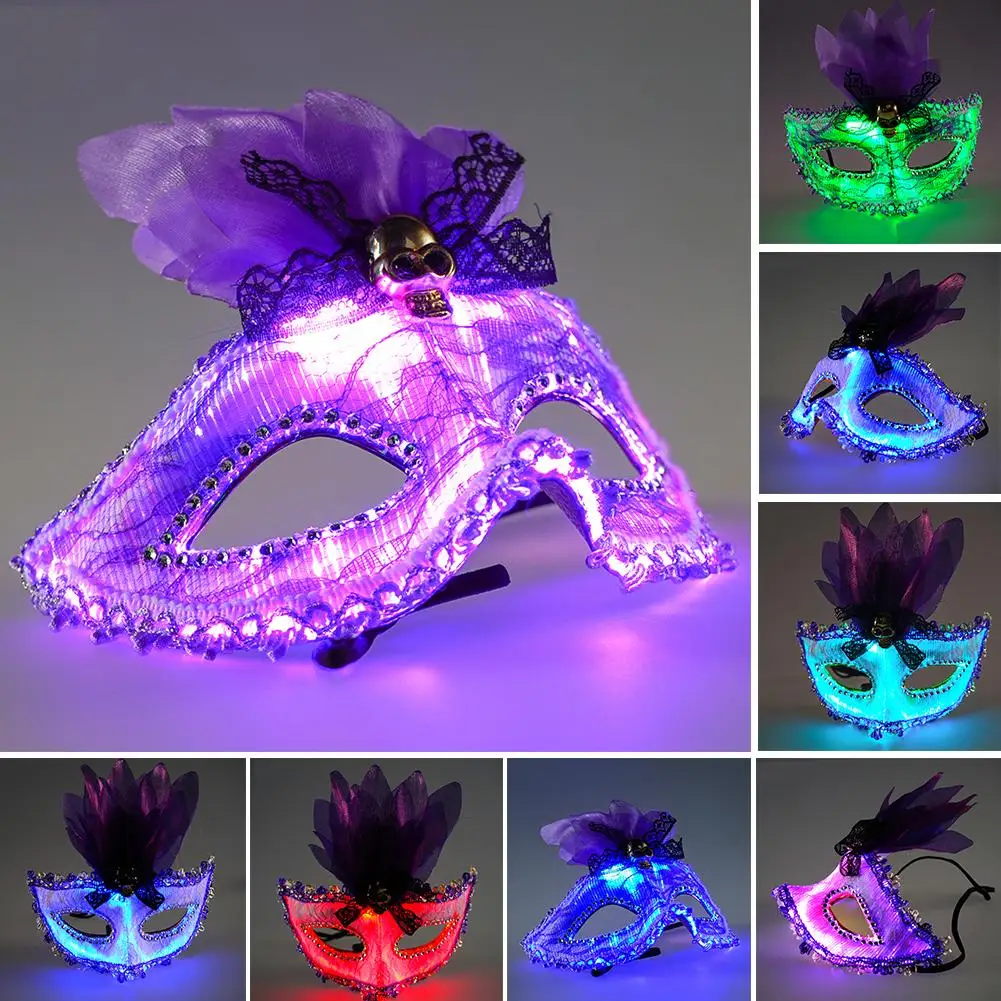 

Beautiful Vintage Lace Rhinestone Lighting Party Eye Mask Carnival Masquerade Decor Prop