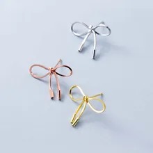 Простые серьги-гвоздики из стерлингового серебра 925 пробы для женщин, модные серьги-шпильки с бантом, роскошные ювелирные изделия из стерлингового серебра, подарок для девочек