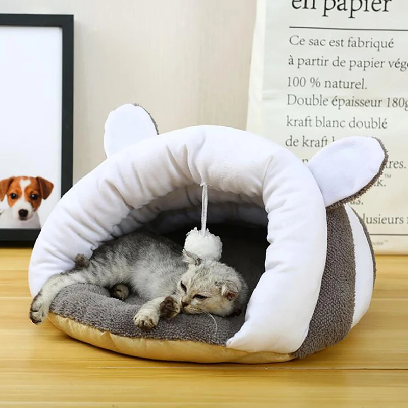cheap Cat Small Dog Puppy Kennel Bed Sofa Sleeping Soft Fleece Bag House Pet Mat Winter Warm Nest Puppy Cave Bed Slipper Shape Pet Mat
