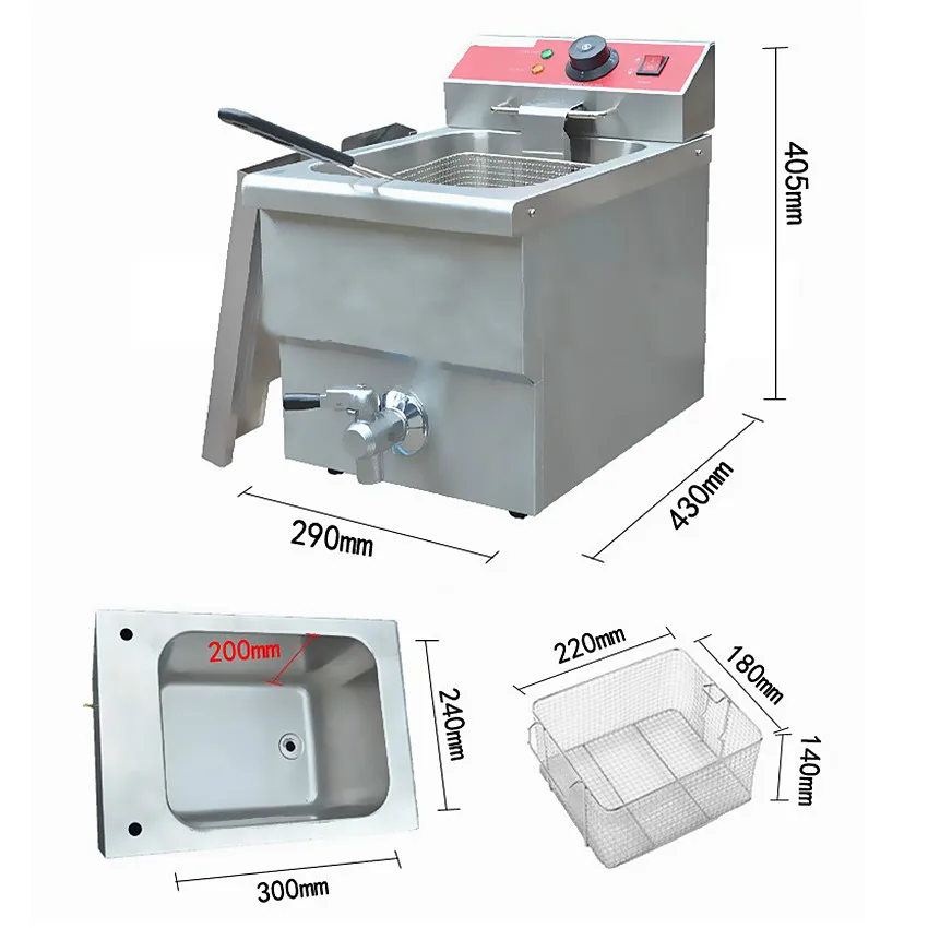 1 шт. электронная фритюрница одноцилиндровый FY-12L 220 В/3,25 кВт фритюрница pan точный контроль температуры фритюрницы
