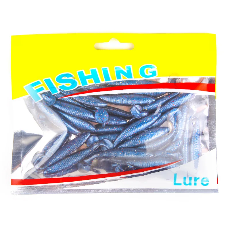 Soft Lure Bait T-tail Silicone Fishing Lure 1.1g/5cm 30/pcs Artificial Wobblers Worm Bait Soft Worm Fishing Tackle jooyoo