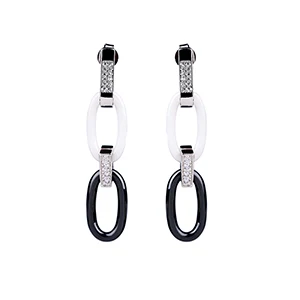 Новые модные Четырехсторонние массивные серьги для женщин, гладкие сшивные керамические геометрические серьги, аксессуары, вечерние ювелирные изделия - Окраска металла: Black White Earrings