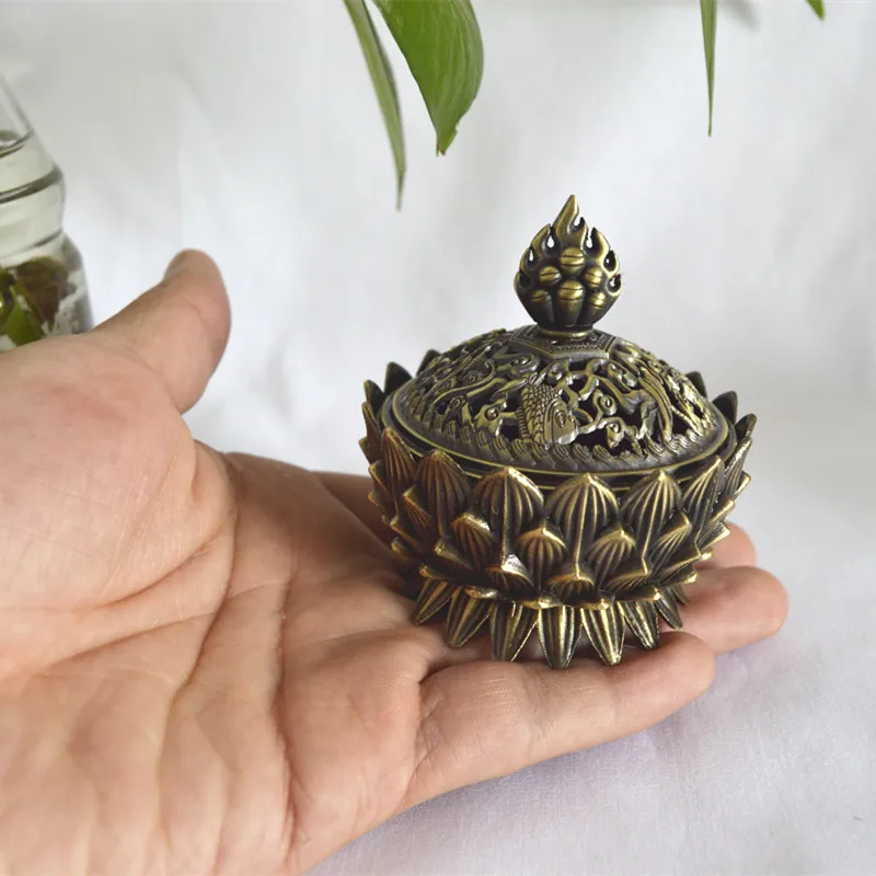

1PC Small Size Zinc Alloy Multi-functional Incense Burner Metal Lotus Shape Cone&Coin Insence Holder for Home Decor&Ornament
