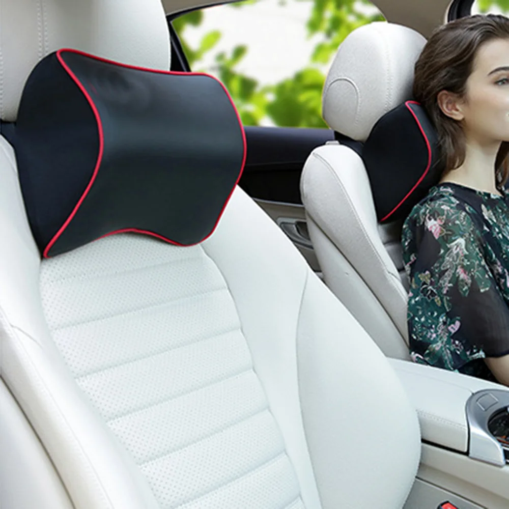

Car Neck Pillow Seat lumbar Pillow in auto back Head rest Memory Foam Fabric For chair Travel Support Cushion Covers