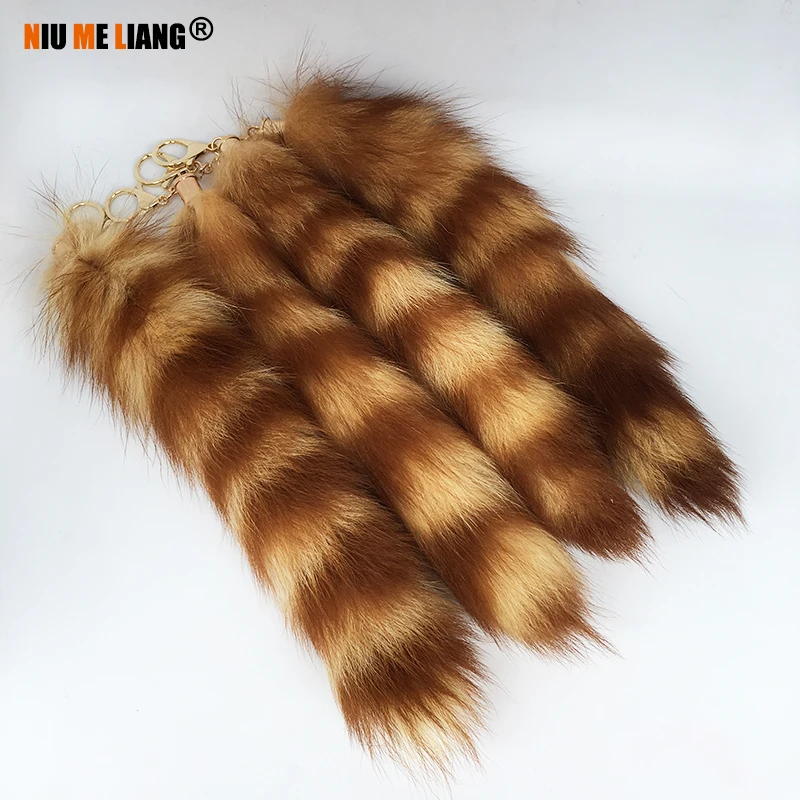 

New Cute Fox Racoon Tail Keychain Fur Pendant Key Chain Women and Men Bags Charm Keys Holder Couple Keyrings A12