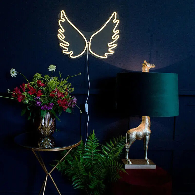 Неоновый свет неоновая вывеска панель ночник USB питание INS форма романтическое свадебное украшение для вечеринки сказочная лампа крыло