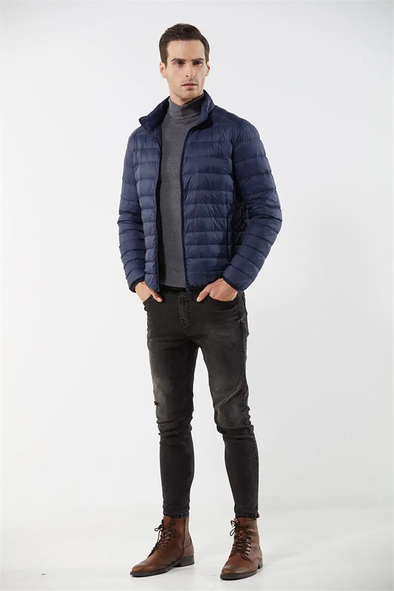 Customized White Duck Down Jacket Men Winter Ultralight Light Male Parka Coats Man Brand Clothing Water Resistant Outwear Autumn0