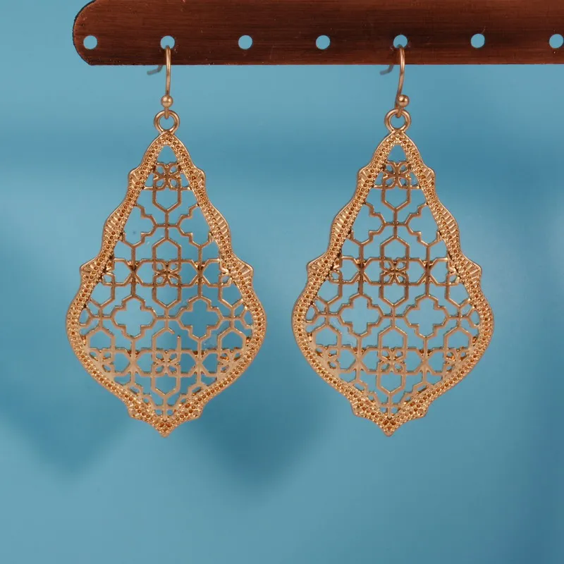 

2019 New styles Gold Filigree Morocco Dangle Earrings for Women Fashion Jewelry Zinc Alloy Two-Tone Cutoff Filigree Earrings
