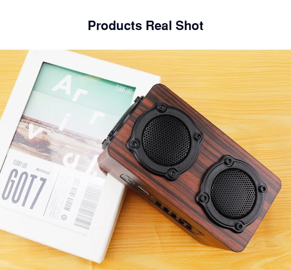 Wooden Bluetooth Speaker HIFI Wireless Dual Loudspeakers 3D Bass Surround Speaker with Karaoke function Hands free call FM radio (11)