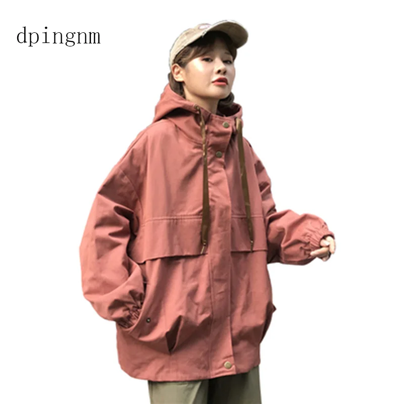 

Outerwear & Coats Jackets Long Sleeve Patchwork Oversize Zipper Jacket Windbreaker coats and jackets women 2019JUL255