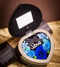 Zipi Home Decoration Heart Preserved Fresh Flower Music Box Wedding Decorations Birthday Christmas Valentine Gifts