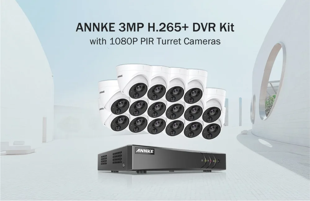 ANNKE 16CH 3MP 5in1 CCTV DVR HD 16 шт. TVI безопасности Камера обнаружения пассивного ИК-IP67 открытый Камера домашнего видеонаблюдения Системы комплект