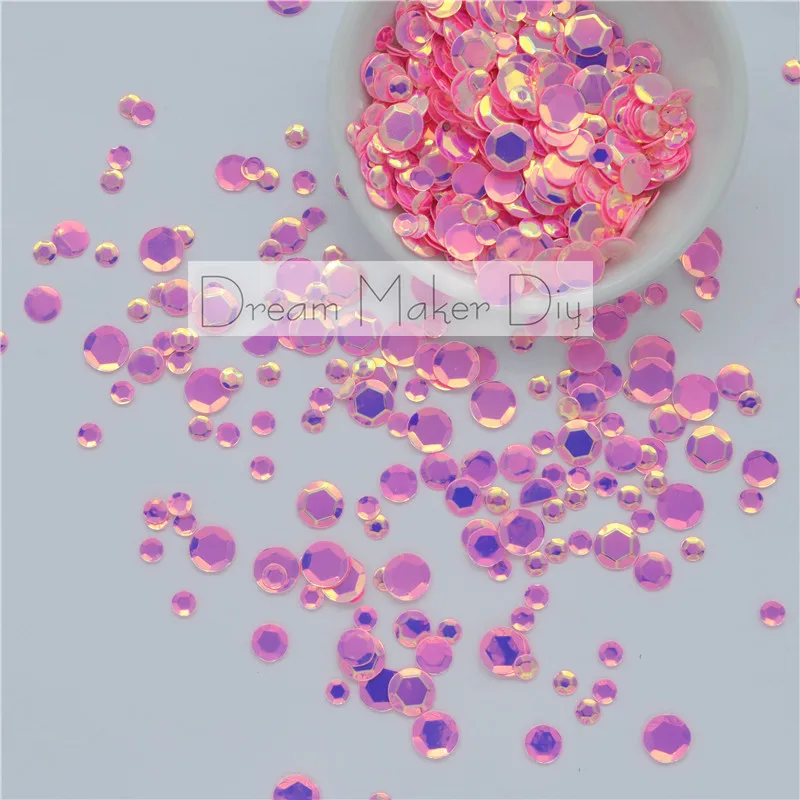 

50g/lot 4/6/8/10mm Brilliant Pink round No hole sequins for craft for diy wedding embelishment garment sewing accessory DIY