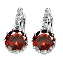 Venta de pendientes simples pendiente colgante de cristal austriaco para mujer pendientes de gota brillantes en forma redonda joyería femenina(China)