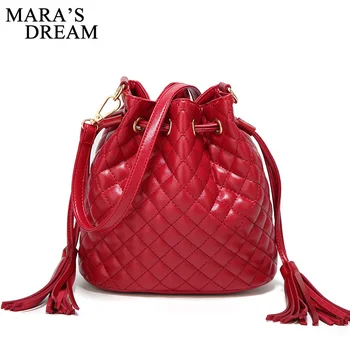 

Mara's Dream Fashion Tassel Bucket Bag Women Messenger Bags Lattice Ladies Crossbody Bag PU Leather Handbag Bolsas Femininas