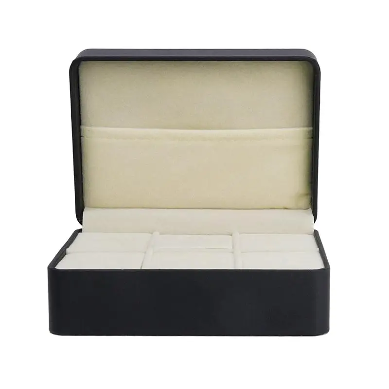 

Holder Box 6-Compartment Cufflink Necktie Tie Clip Bar Storage Display Case Box Leather Watch Display Case Jewelry Collection
