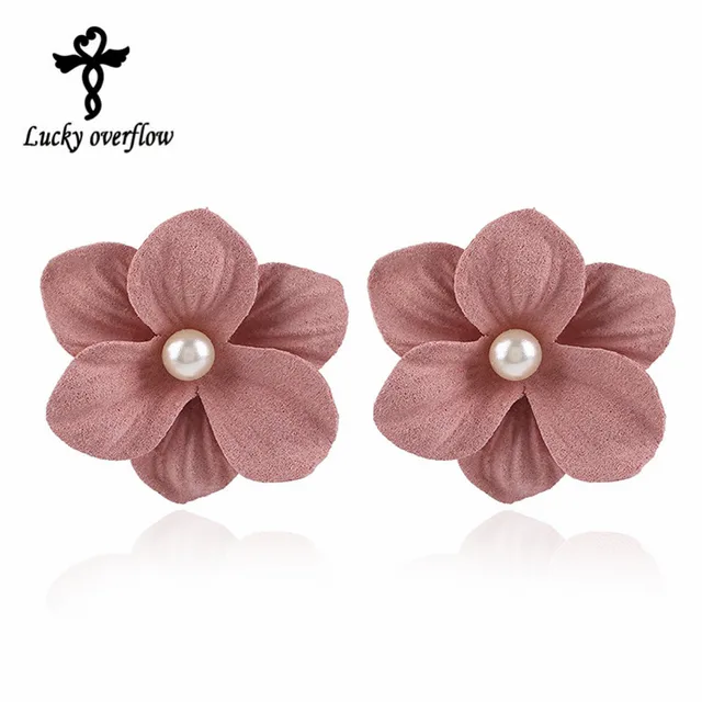 2018 Fashion Cute Handmade 3 Colors Fabric Beads Pearl 2018 Fashion Cute Handmade 3 Colors Fabric Beads Pearl Flower Earrings Stud Earring Brand Jewelry