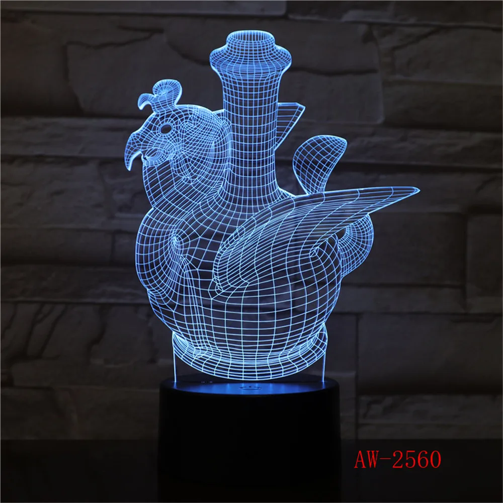 Лебедь светодиодный 3d-ночник с Сенсор маленьких декоративное украшение, меняющее цвет Спальня атмосферный ночник тумбочка лампа AW-2560