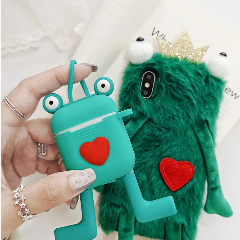Cute Cartoon frog Case For AirPods Protective Cover Skin Accessories for Apple Airpods Bluetooth Wireless Earphone Charging Box (2)