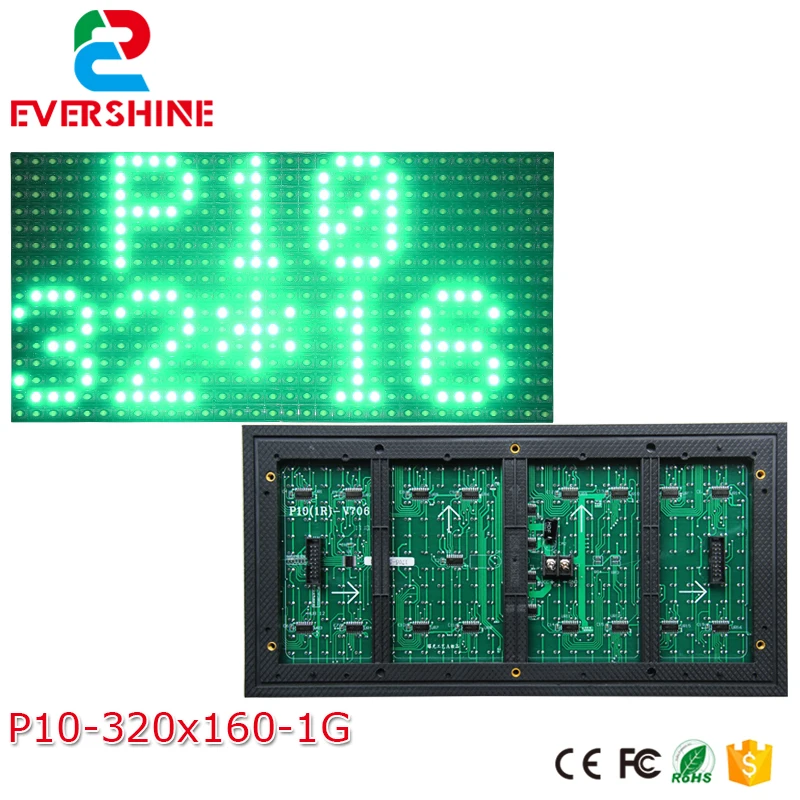 

10mm pixel outdoor single red color 320x160 32x16 p10 led sign module p10 single color green panel