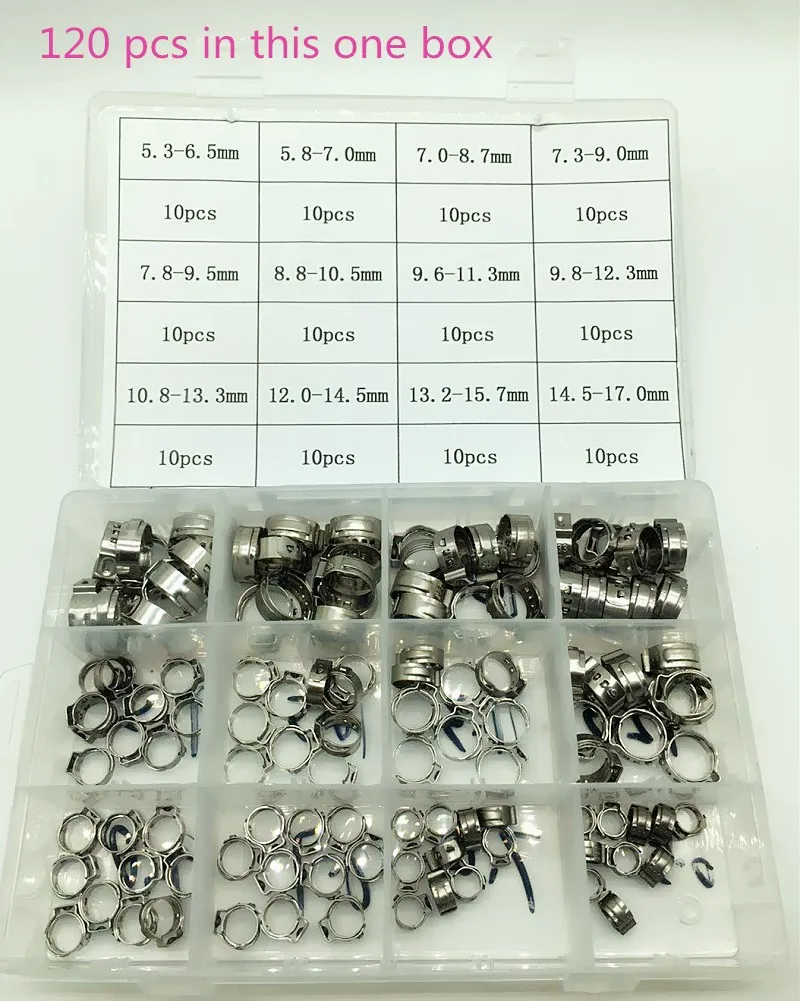 10pcs Sanitary Mini Fuel Line Pipe Hose Clamp Clip 304 Stainless Steel Heavy Duty 6-8Mm