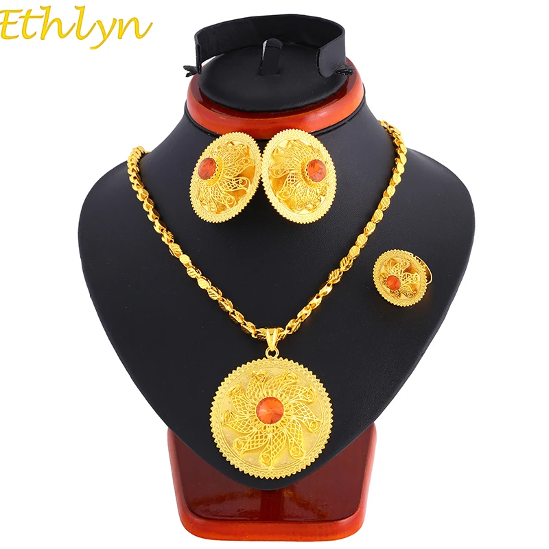 Ethlyn Ethiopian Gold Color Jewelry Sets Zircon Set With Ethiopian