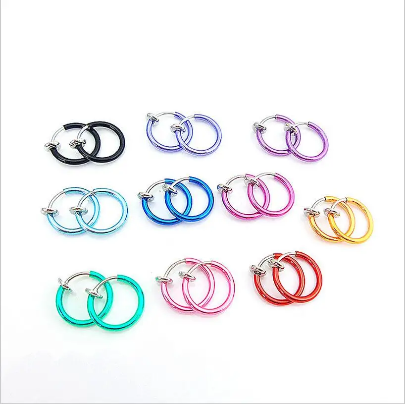 

2pcs Fashion Invisible No Ear Hole Earrings Clip Nose Ring Belly Button Ring For Unisex Punk Wind Accessories Z345