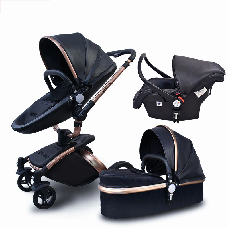 3 в 1 Роскошная детская коляска для новорожденных может сидеть, может лежать спальная корзина и сиденье подходит для 0-3 лет, детская коляска