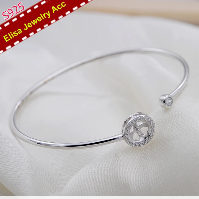 Classic S925 Sterling Silver Pearl Bangle Findings Women DIY Bracelet Jewelry Components 2Pcs/Lot | Украшения и аксессуары