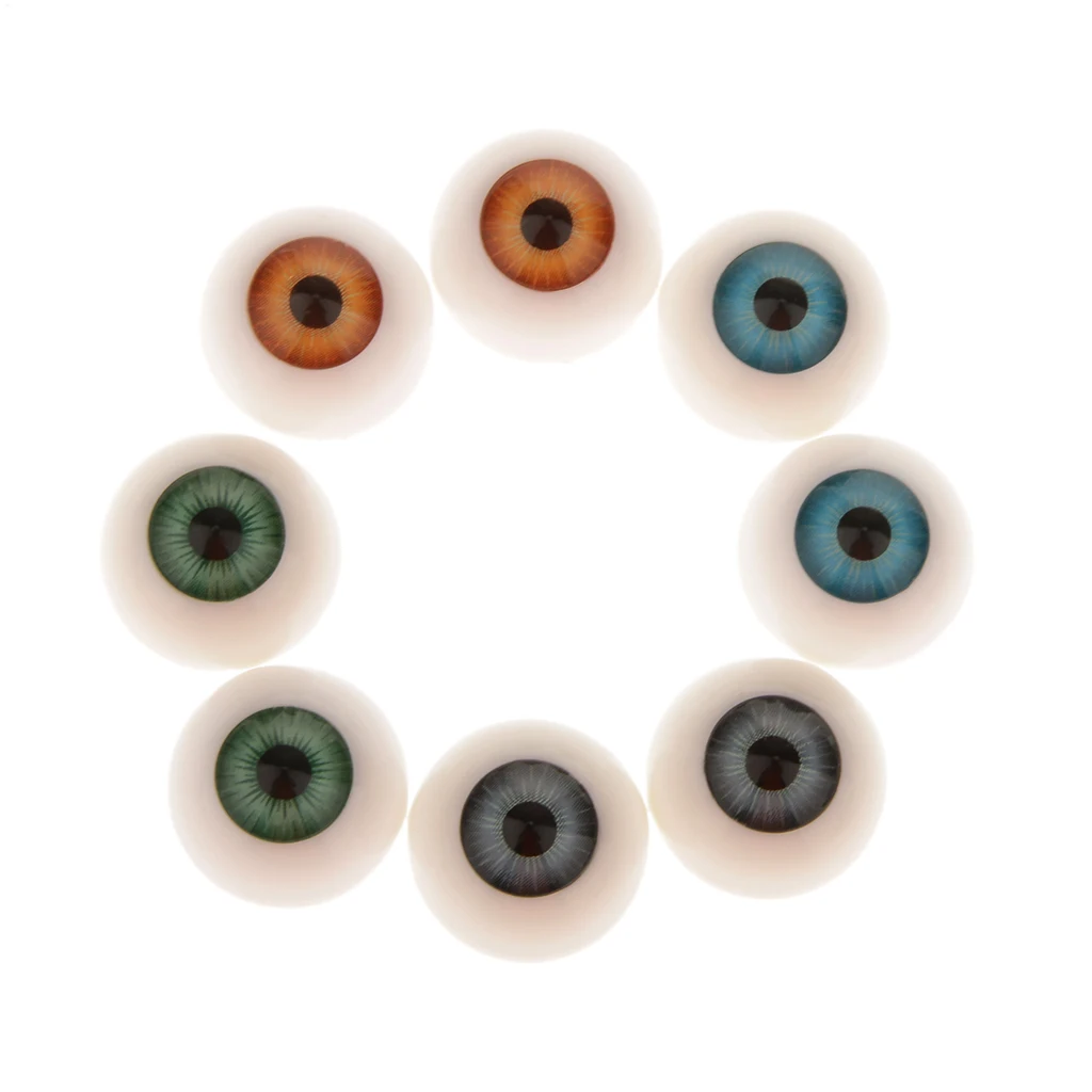 8pcs Realistic Half Round Fake Eyes Eyeballs DIY Halloween Prop Horror Mask Doll Bear Animals Making Supplies 20mm