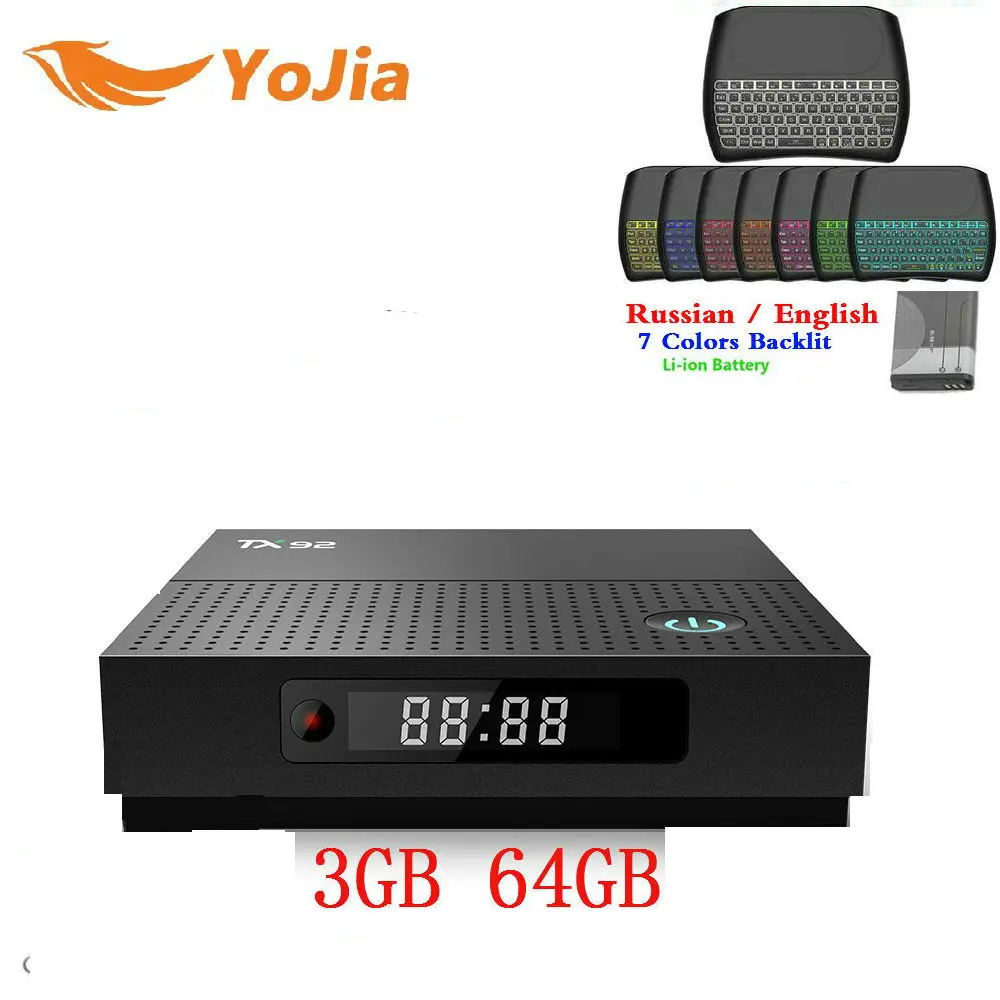 

3GB64GB TX92 Amlogic S912 Android 7.1 TV Box Octa Core 3G/32G 1000M LAN Dual Wifi Stalker IP TV TX92 Media Player BT4.1