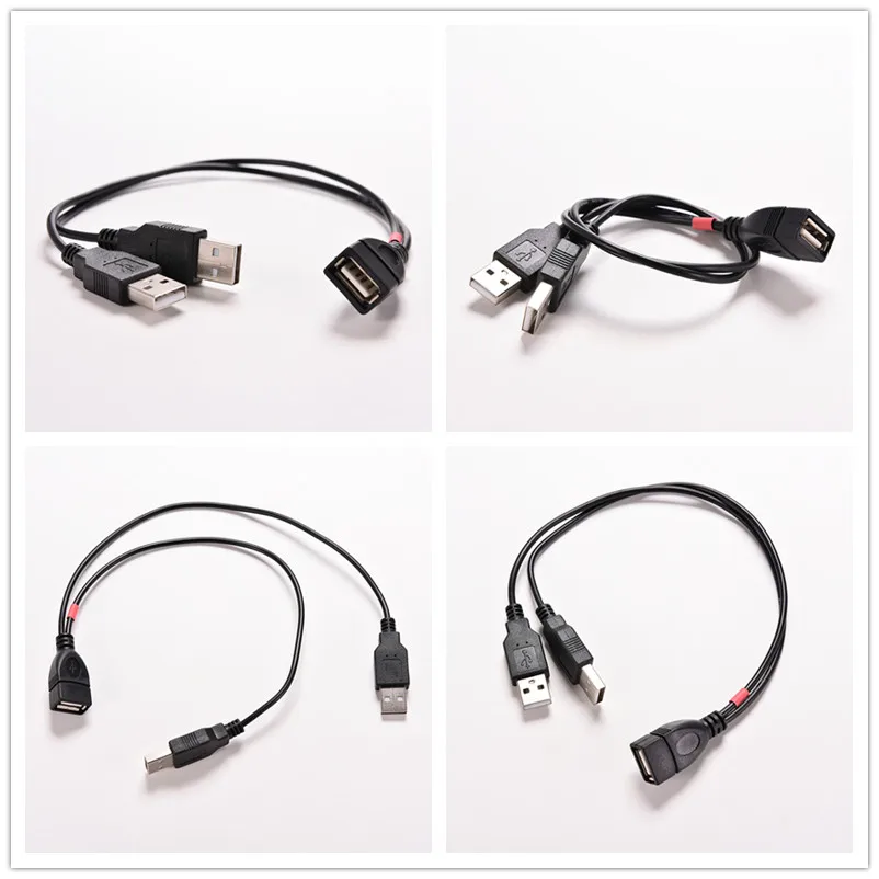 1Pcs USB 2.0 Female Power Enhancer to 2 Male Data Charge Cable Adapter Extension Cord Y Splitter for 2.5" HDD 30cm | Компьютеры и