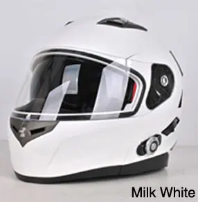 DOT одобренный модульный мотоциклетный откидной шлем безопасности с двойным объективом полностью открытый шлем Встроенный Bluetooth домофон и fm-радио - Цвет: white