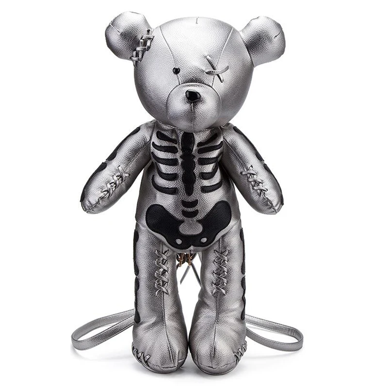 

ANNRMYRS 2018 New Fashion Skeleton Bear Female Backpack Punk Style School Bags Designer Backpacks for Adolescent Girls Gifts
