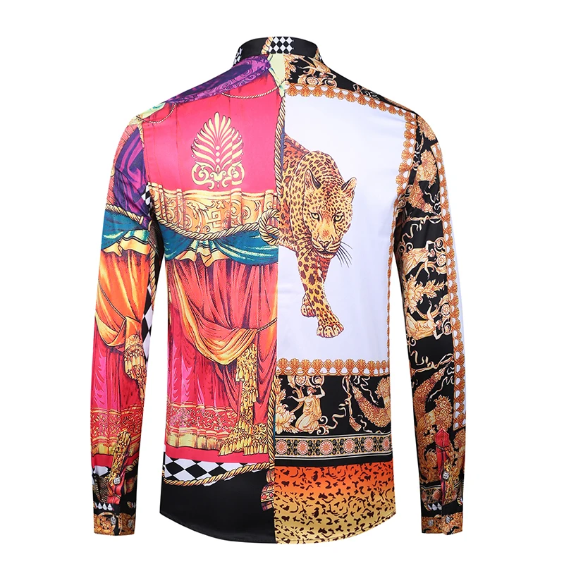 Бренд seestern Мужская рубашка с леопардовым принтом, комплект из решетки, цветочный рисунок и в западном стиле Молодежная рубашка Топы модно