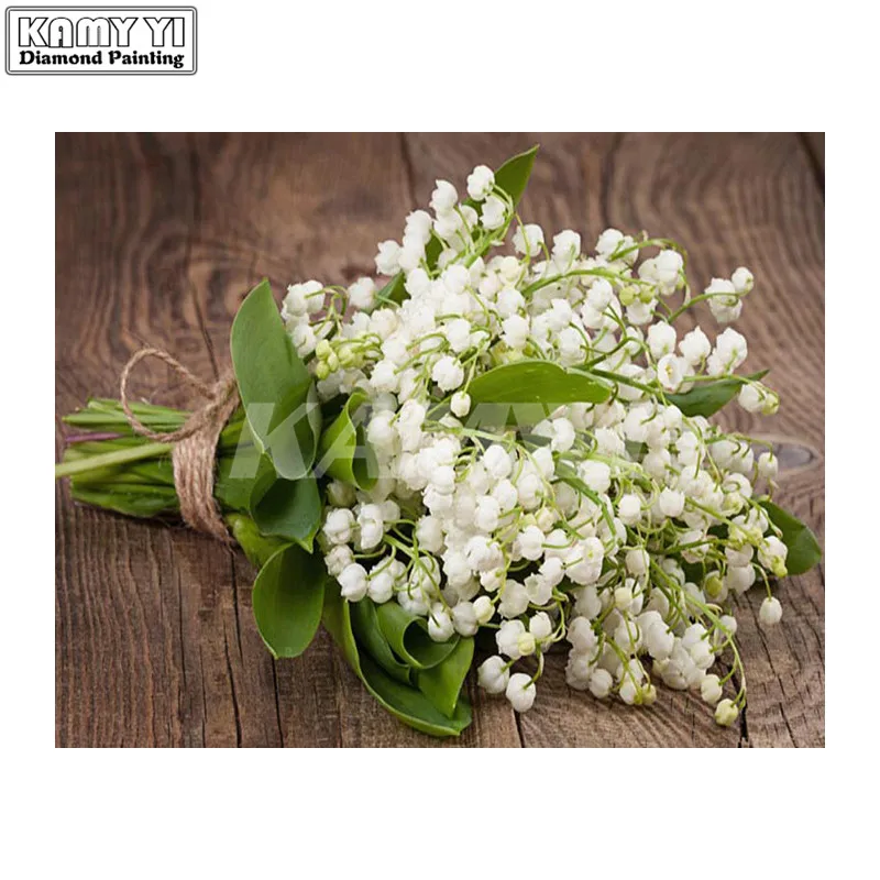 DIY Diamond Painting Embroidery Lily of the valley Flowers Decorative Vase Pictures of Rhinestones Hobbies Crafts Wedding Decor_