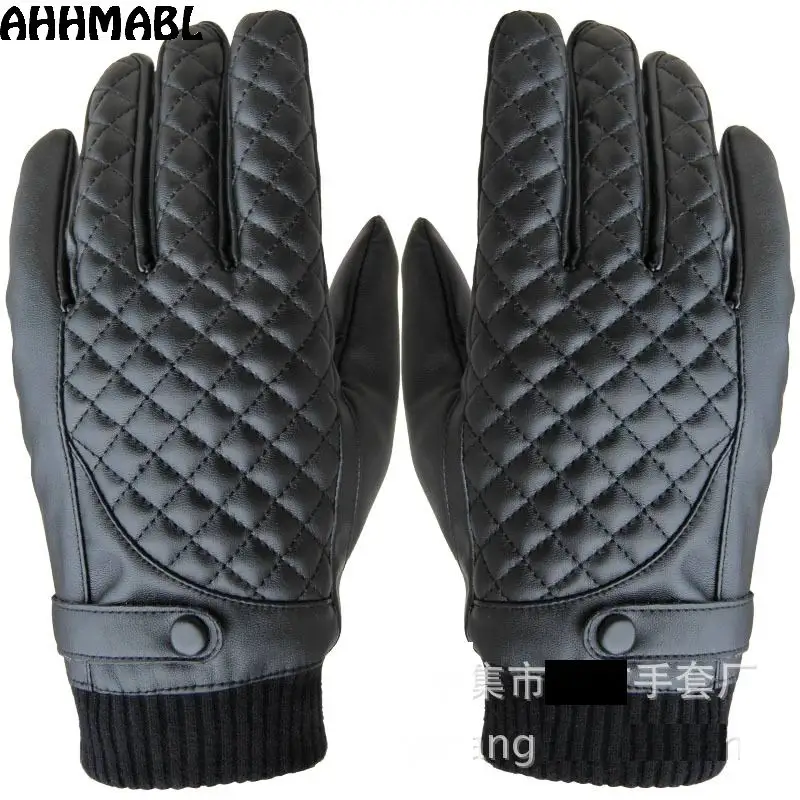 Fashion Men's Classic Black Winter Leather Gloves Sport Driving Touch