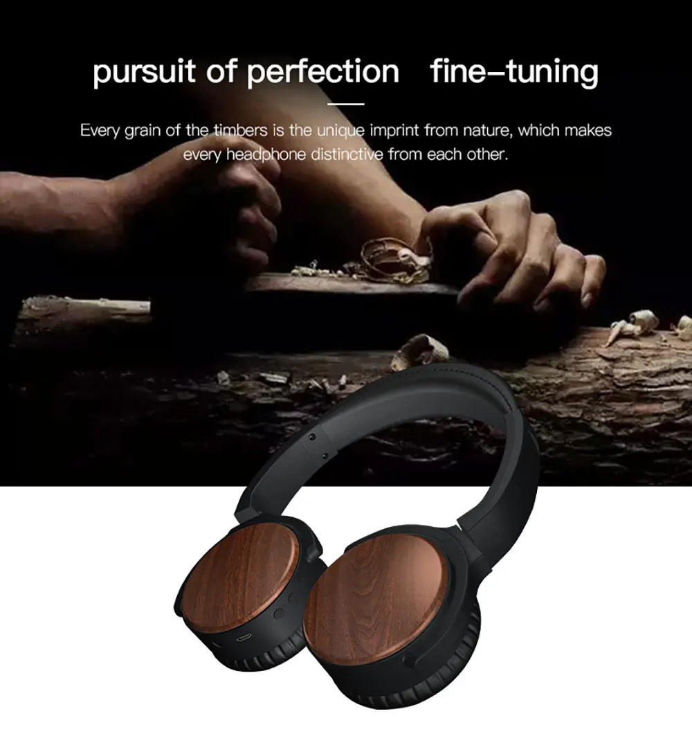 TORTOYO BH539 деревянные HIFI Смарт Bluetooth наушники Сабвуфер гарнитура Беспроводные