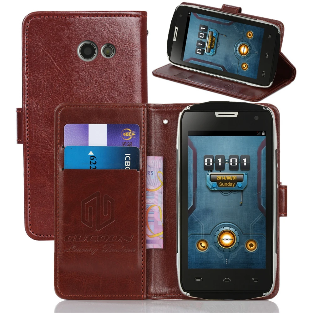 Винтажный чехол-бумажник GUCOON Для Doogee DG700 Titans2 4,5 дюймов из искусственной кожи в стиле ретро, откидной Чехол, стильные магнитные чехлы с подставкой и ремешком