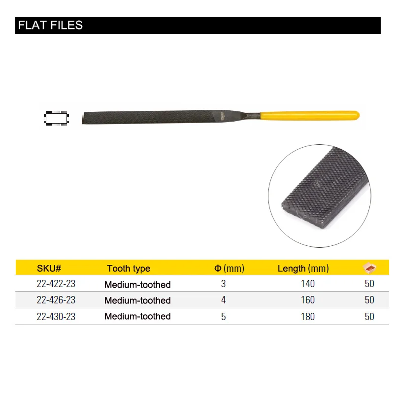 22-422 423 424 flat half-round round files size