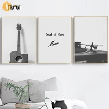 Guitar Music Jukebox Nordic Posters And Prints Wall Art Canvas Painting Wall Pictures For Living Room Scandinavian Home Decor