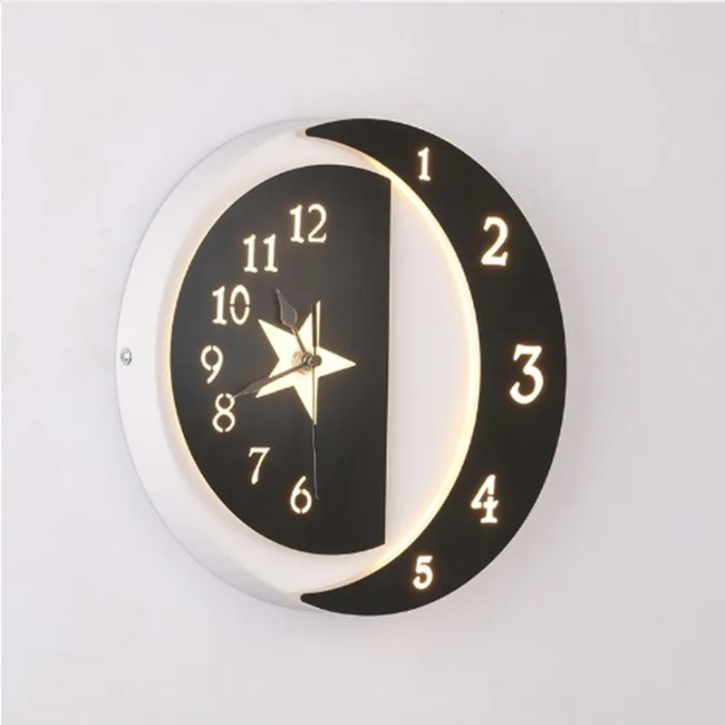 

Modern Simple Acrylic Wall Lights Creative Wall Mounted Lighting Fixture with Clock for Livingroom Bedroom Studyroom Decoration