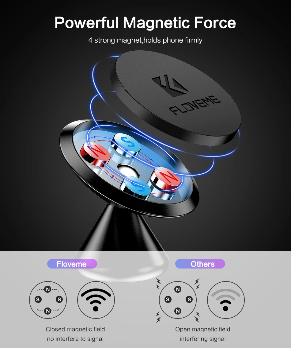 FLOVEME сильная Магнитная автомобильная подставка для телефона в держатель на вентиляционное отверстие автомобиля держатель в автомобиль для iPhone X XS samsung