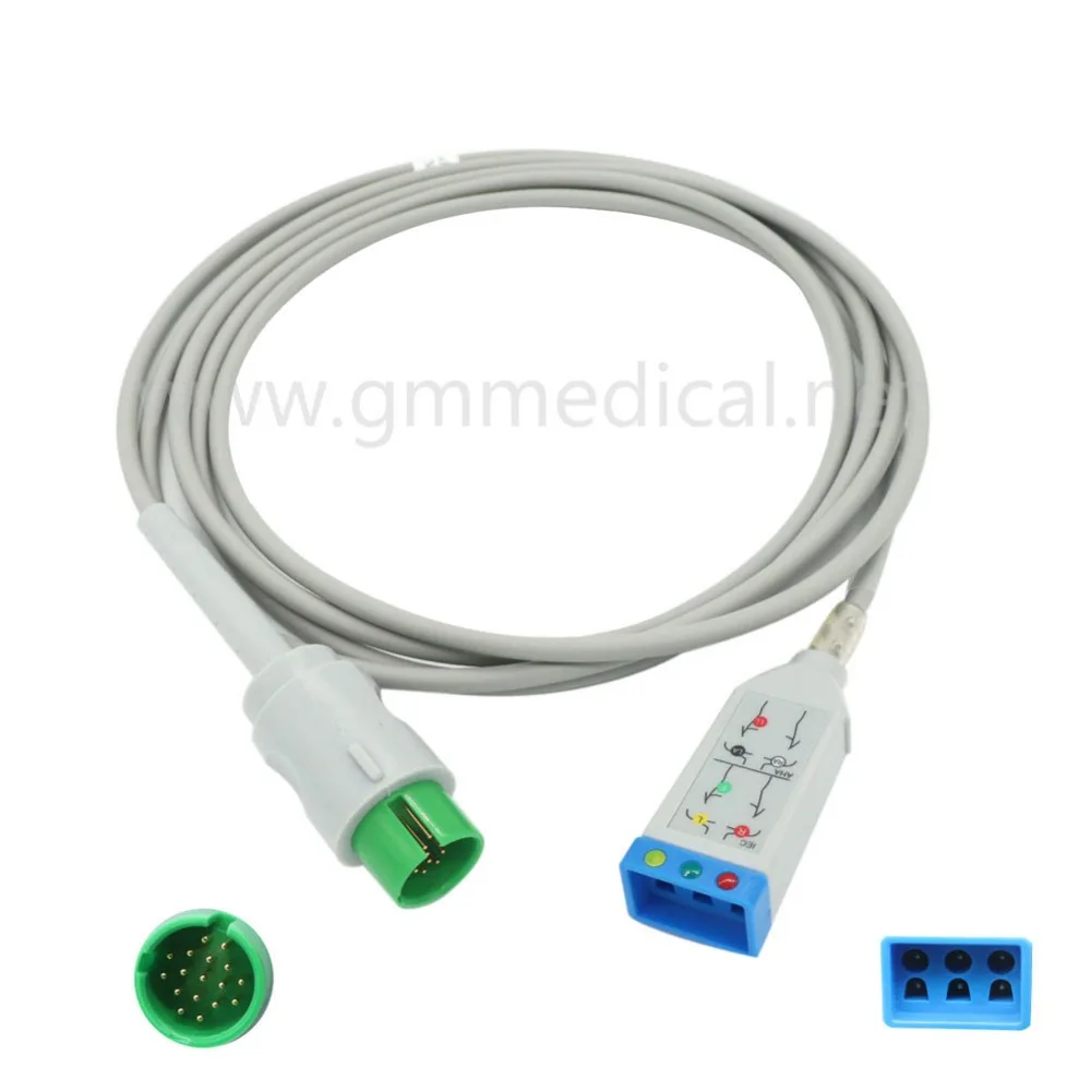 Совместим с 3 проводным ЭКГ кабелем dc45 link для монитора пациента 17pin IEC/AHA Spacelab